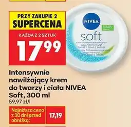 Biedronka Intensywnie nawilżający krem do twarzy i ciała NIVEA Soft, 300 ml oferta