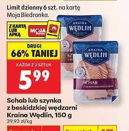 Biedronka Schab lub szynka z beskidzkiej wędzarni Kraina Wędlin , 150 g oferta