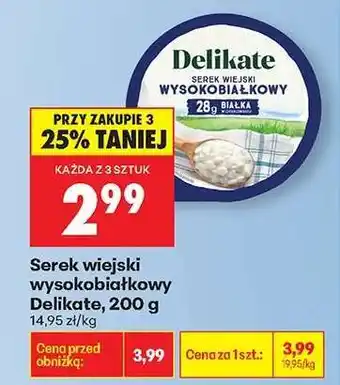 Biedronka Serek wiejski wysokobiałkowy Delikate, 200 g oferta