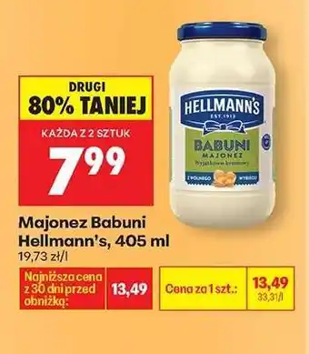 Biedronka Majonez Babuni Hellmann's, 405 ml oferta
