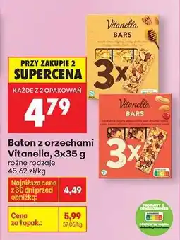 Biedronka Baton z orzechami Vitanella, 3x35 g oferta