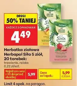 Biedronka Herbatka ziołowa Herbapol Siła 5 ziół, 20 torebek oferta