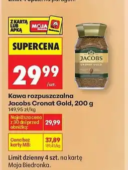 Biedronka KAWA ROZPUSZCZALNA JACOBS CRONAT GOLD 200 G oferta