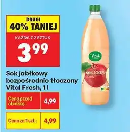 Biedronka Sok jabłkowy bezpośrednio tłoczony Vital Fresh, 1 l oferta