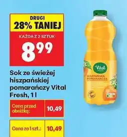 Biedronka Sok ze świeżej hiszpańskiej pomarańczy Vital Fresh, 1l oferta