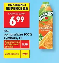 Biedronka Sok pomarańcza 100% Tymbark, 1 l oferta
