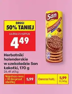 Biedronka Herbatniki holenderskie w czekoladzie San Łakotki, 170 g oferta