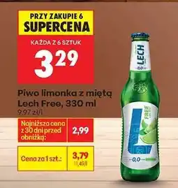 Biedronka Piwo limonka z miętą Lech Free, 330 ml oferta