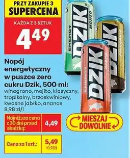 Biedronka Napój energetyczny w puszce zero cukru Dzik, 500 ml oferta