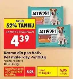 Biedronka Karma dla psa Activ Pet małe rasy, 4x100 g oferta