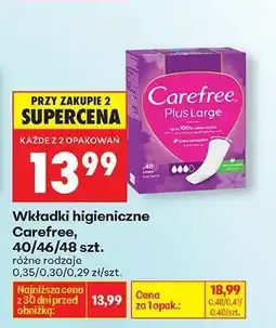 Biedronka Wkładki higieniczne Carefree 40/46/48 szt oferta