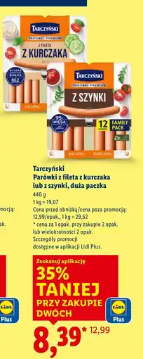 Lidl Parówki z szynki duża paczka oferta