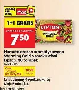 Biedronka Herbata czarna aromatyzowana Warming Gold o smaku wiśni oferta