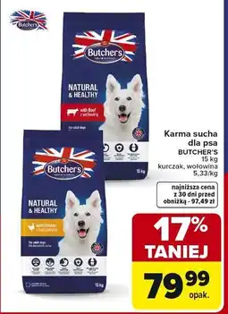 Carrefour Karma sucha dla psa BUTCHER'S 15 kg kurczak, wołowina oferta