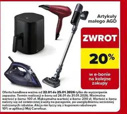Carrefour Artykuły małego AGD (frytkownica, suszarka, żelazko, odkurzacz) oferta