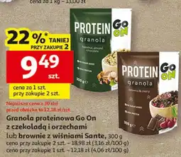 Auchan Granola proteinowa Go On z czekoladą i orzechami lub borówką i wiśniami Sante oferta