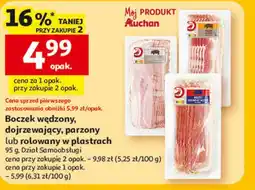 Auchan Boczek wędzony, dojrzewający, parzony lub rolowany w plastrach, Dział Samoobsługi oferta