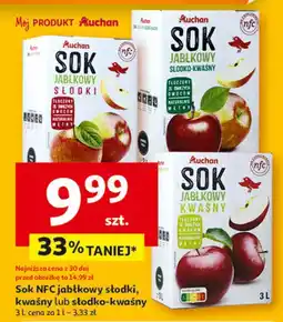 Auchan Sok NFC jabłkowy słodki, kwaśny lub słodko-kwaśny Auchan oferta