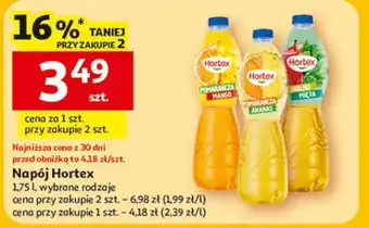 Auchan Napój Hortex 1,75 l, wybrane rodzaje oferta