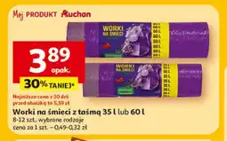 Auchan Worki na śmieci z taśmą 35 l lub 60 l oferta