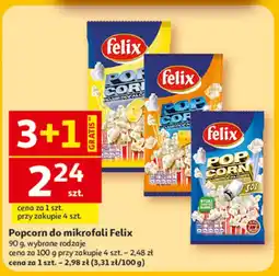 Auchan Popcorn do mikrofali Felix 90 g wybrane rodzaje oferta