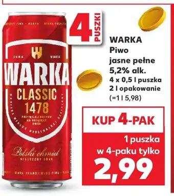 Kaufland Warka Piwo jasne pełne 5,2% alk oferta