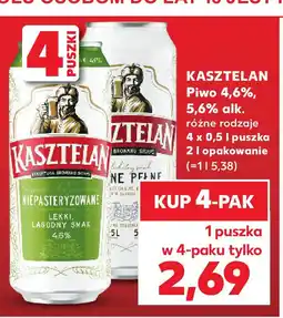 Kaufland Kasztelan Niepasteryzowane Jasne Pełne Piwo 4,6% 5,6% alk oferta