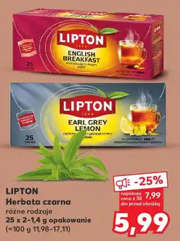 Kaufland Lipton Herbata czarna English Breakfast/Earl Grey Lemon oferta