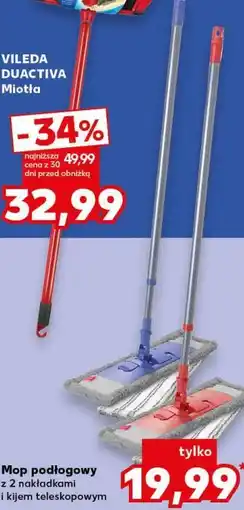 Kaufland Mop podłogowy z 2 nakładkami i kijem teleskopowym oferta