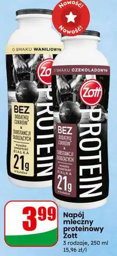 Dino Napój mleczny proteinowy Zott 3 rodzaje oferta