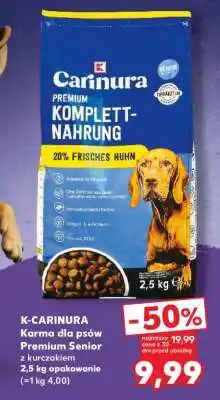 Kaufland K-CARINURA Karma dla psów Premium Senior z kurczakiem, 2,5 kg opakowanie (=1 kg 4,00) oferta