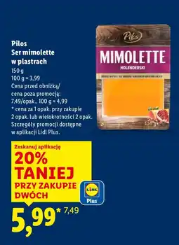 Lidl Ser mimolette w plastrach Pilos oferta