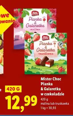 Lidl Pianka & Galaretka w czekoladzie Mister Choc malina lub truskawka oferta