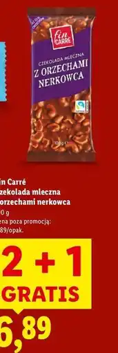 Lidl Fin Carré Czekolada mleczna z orzechami nerkowca oferta