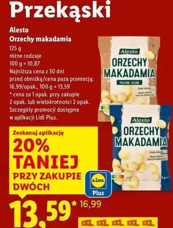 Lidl Orzechy makadamia prażone i solone Alesto oferta