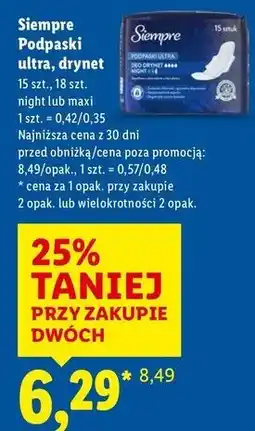 Lidl Podpaski maxi Siempre oferta