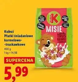 Lidl Płatki misie o smaku karmelowo-truskawkowym Kubuś oferta