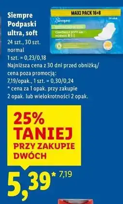 Lidl Podpaski ultra sensitive normal Siempre oferta
