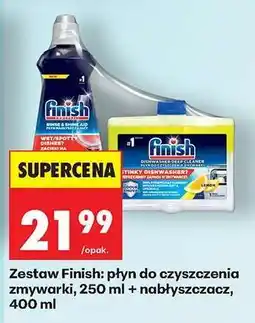 Biedronka Zestaw Finish płyn do czyszczenia zmywarki, 250 ml + nabłyszczacz, 400 ml oferta