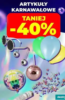 Dealz Karnawałowe akcesoria (okulary, balony, dekoracje, konfetti, tuby z konfetti, kule dyskotekowe) oferta