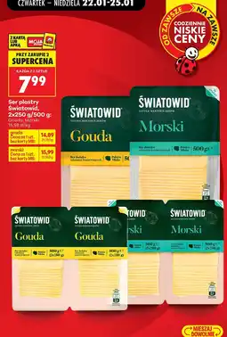 Biedronka Ser plastry Światowid 2x250 g/500 g Gouda, Morski oferta