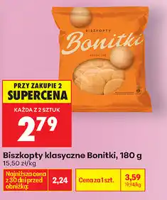 Biedronka Biszkopty klasyczne Bonitki, 180 g (przy zakupie 2 sztuk) oferta