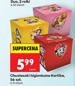 Biedronka Chusteczki higieniczne Kartika, 56 szt oferta