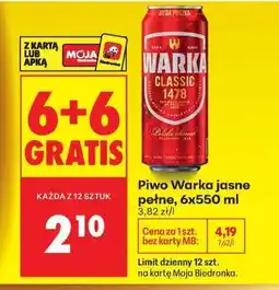 Biedronka Piwo Warka jasne pełne, 6x550 ml oferta