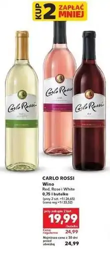 Kaufland CARLO ROSSI Wino Red, Rose i White 0,75 l butelka oferta