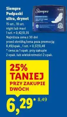 Lidl Siempre Podpaski ultra, drynet oferta