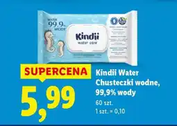 Lidl Kindii Water Chusteczki wodne, 99,9% wody oferta