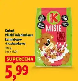 Lidl Kubuś Płatki śniadaniowe karmelowo-truskawkowe oferta