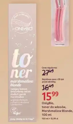 Rossmann Toner do włosów marshmallow blonde Onlybio oferta