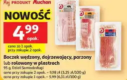 Auchan Boczek wędzony, dojrzewający, parzony lub rolmopsowany w plastrach oferta